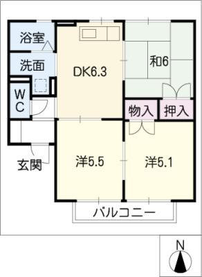 ハイツ池田A(3DK/2階)の間取り写真