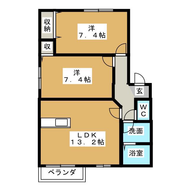 エル・デュー(2LDK/1階)の間取り写真
