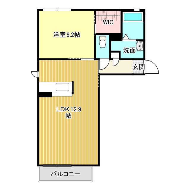 シャンブル・イーストパークII(1LDK/2階)の間取り写真