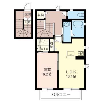 コパカバーナB棟(1LDK/2階)の間取り写真