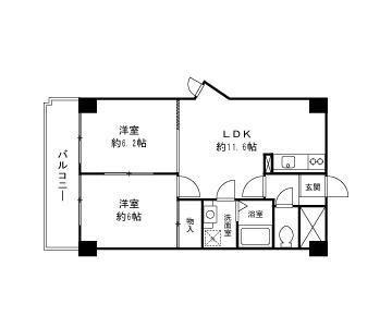 シンケビルTWIN(2LDK/2階)の間取り写真