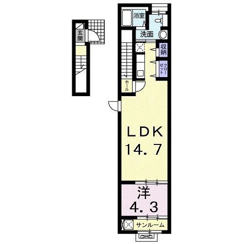 ルーベル柞原 II(1LDK/2階)の間取り写真