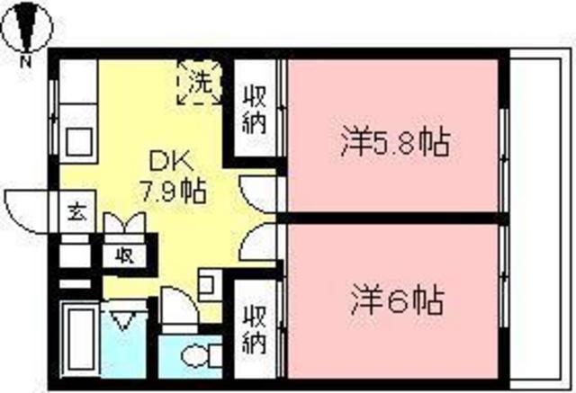 第2長沢ビル(2DK/5階)の間取り写真