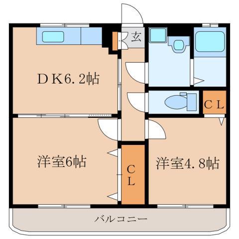 WINWINマンション(2DK/2階)の間取り写真
