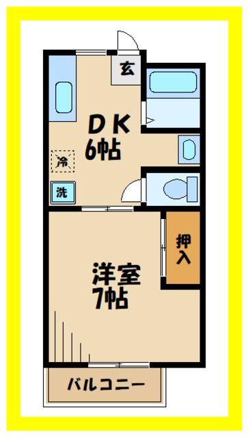 グランドハイツIII(1DK/2階)の間取り写真