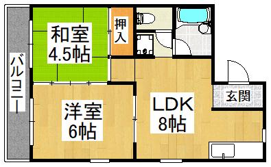 パークサイド寺池台(2DK/2階)の間取り写真