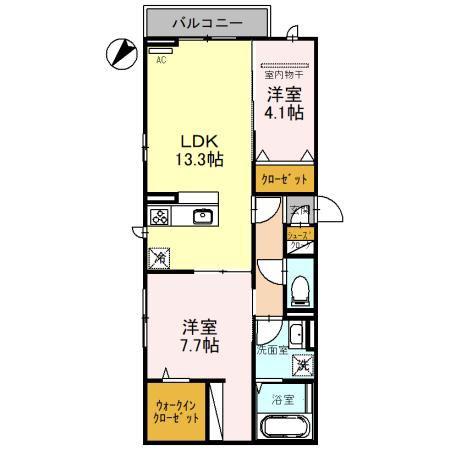 SOLEIL LEVANT(2LDK/3階)の間取り写真