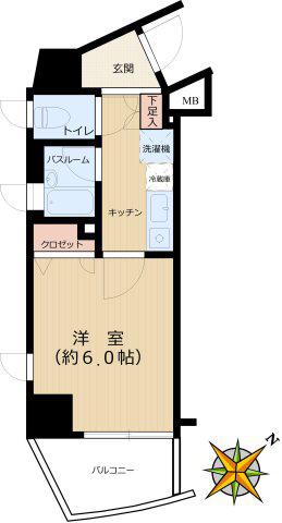 FORTUNA春日安藤坂(1K/3階)の間取り写真