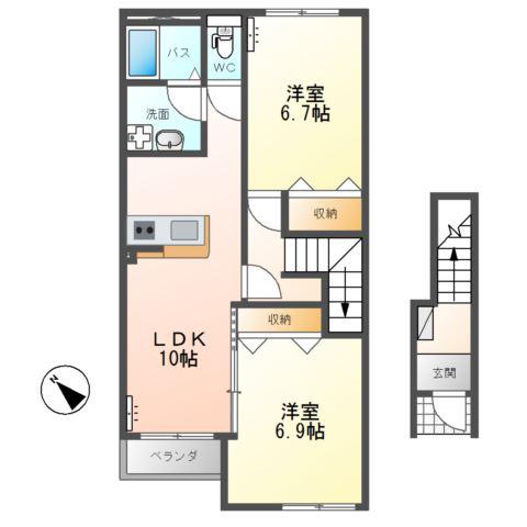 GIRASOLE(2LDK/2階)の間取り写真