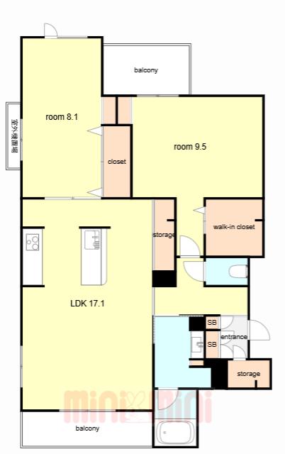 グレイス神戸住吉(2LDK/3階)の間取り写真