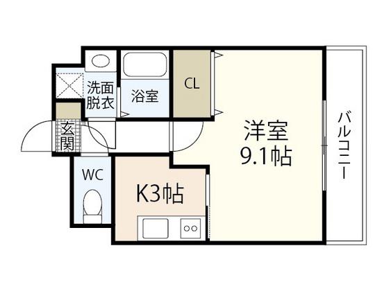 クローバー大町(1K/6階)の間取り写真