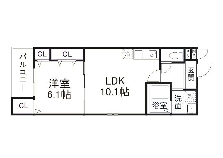 フジパレス エン III号館(1LDK/1階)の間取り写真