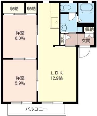 ボンヌ・シャンス弐番館(2LDK/1階)の間取り写真