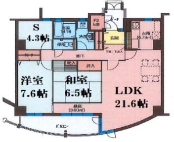 フィールトレイン(3LDK/5階)の間取り写真