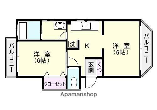 南林寺ハイツ(2K/4階)の間取り写真