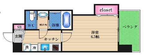 LUXE十三本町(1K/6階)の間取り写真