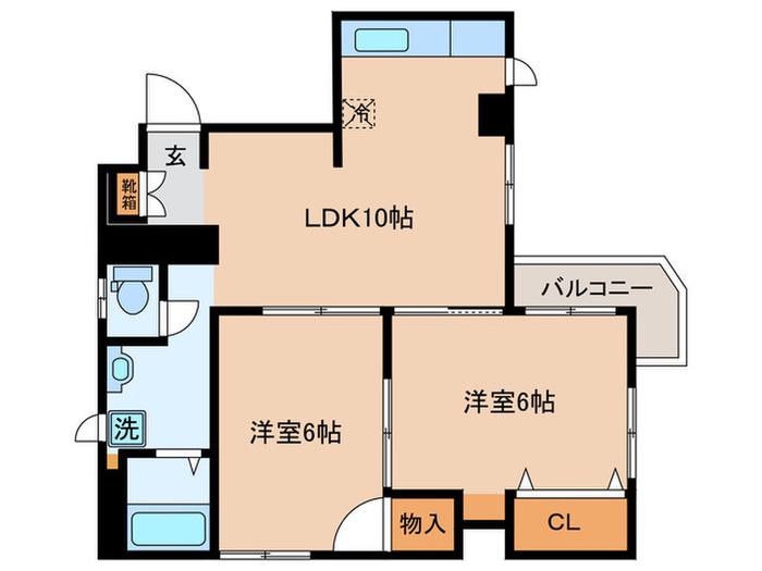 高見澤コーポ(2LDK/2階)の間取り写真