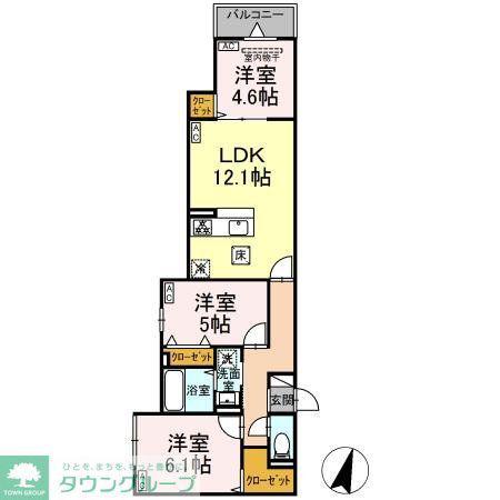 セレスティア西亀有(3LDK/2階)の間取り写真