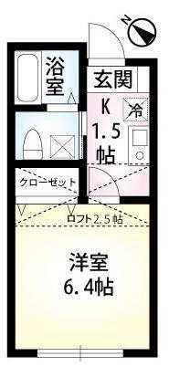 グラッソ・汐入(1K/1階)の間取り写真