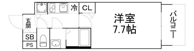 プレサンス谷町七丁目II(1K/4階)の間取り写真