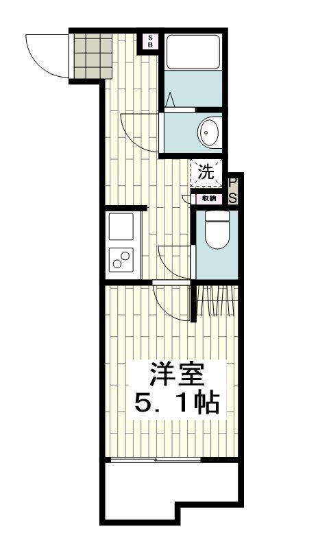 カインドネス東神奈川(1K/3階)の間取り写真