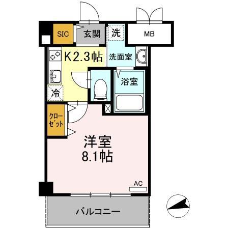 CERISIER MITSU(1K/3階)の間取り写真