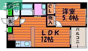 クレストシティ中井町(1LDK/9階)の間取り写真