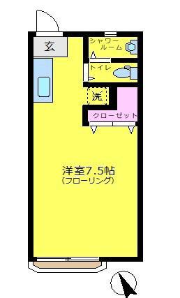 MOTOHASHIハイツ(ワンルーム/1階)の間取り写真