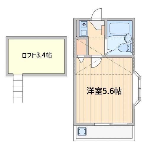 クラウンパレス大泉学園(1K/2階)の間取り写真