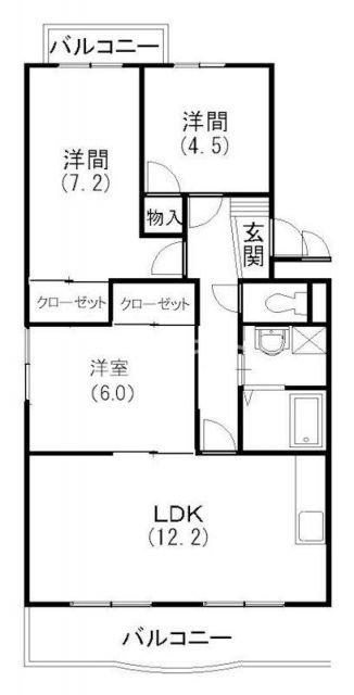 サンライズ今堤(3LDK/1階)の間取り写真