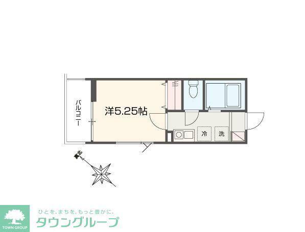 MELLAS桜ヶ丘(1K/1階)の間取り写真
