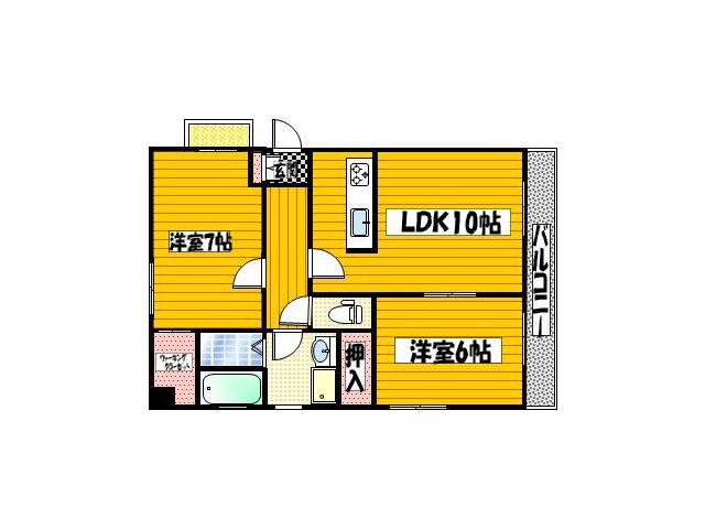 プレステージ・デル・片野(2LDK/8階)の間取り写真
