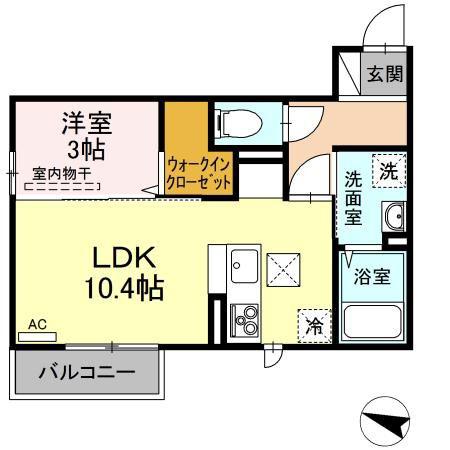 ラ・フェリシテ(1LDK/1階)の間取り写真