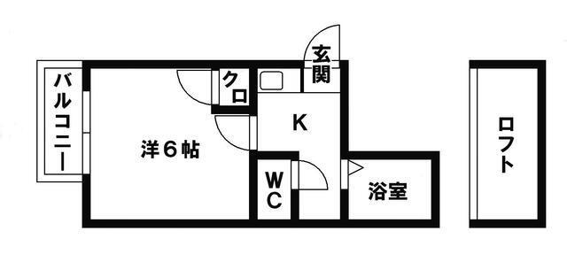 ハーベスト大橋(1K/2階)の間取り写真