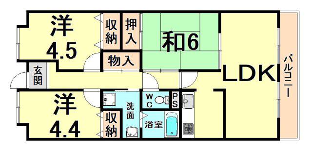 ヴェール園田(3LDK/9階)の間取り写真