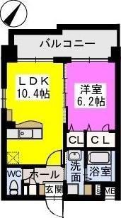 グランドゥール清水(1LDK/5階)の間取り写真