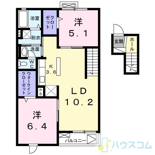 メゾン・パイン(2LDK/4階)の間取り写真