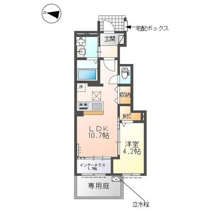西宮市山口町 アパート(1LDK/1階)の間取り写真