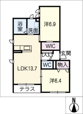 リーリエ(2LDK/1階)の間取り写真