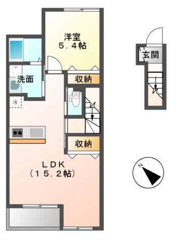 ショコラーデ(1LDK/2階)の間取り写真