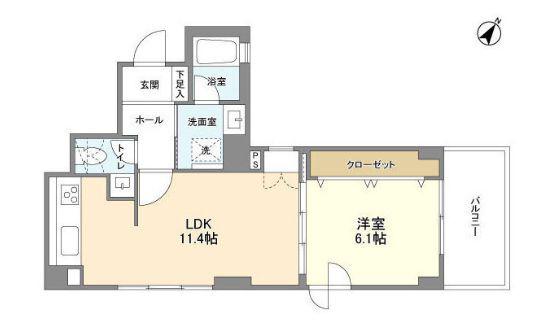 DELCCS水天宮前(1LDK/6階)の間取り写真