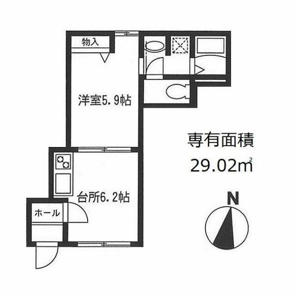 エルミタージュ上板橋(1DK/1階)の間取り写真