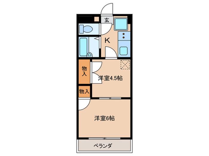 ベルハイツ(2K/3階)の間取り写真