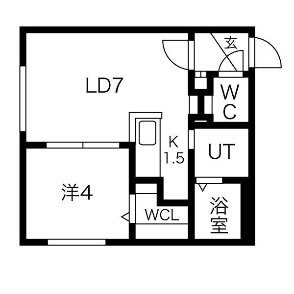 R&M発寒南(1LDK/4階)の間取り写真