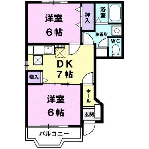 ドミールウエスト(2DK/1階)の間取り写真