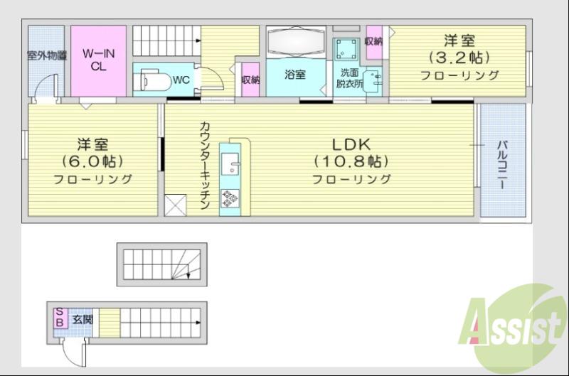 ルーチェフルサワGJ(2LDK/3階)の間取り写真