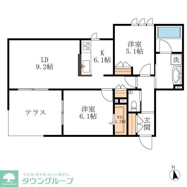 BAMBOU DEUX(2LDK/1階)の間取り写真