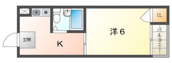 柿本ハイツ(1K/1階)の間取り写真