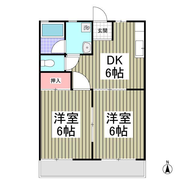 福田マンション(2DK/1階)の間取り写真