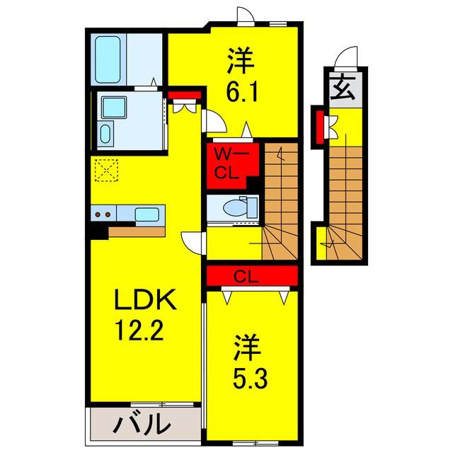 グランデ ヴィラージュ(2LDK/2階)の間取り写真